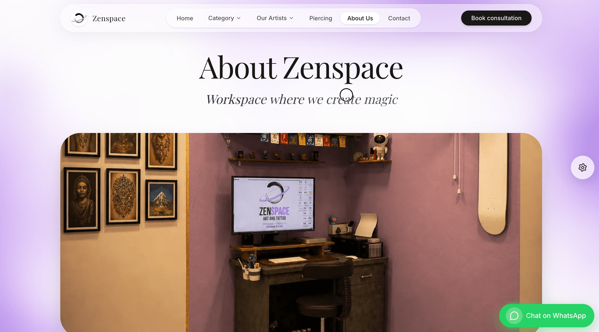 Zenspace - Tattoo Studio Brand Site custom software by GOATED.